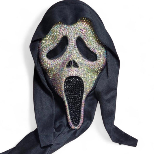 Ghost Face Diamond Crystal AB Iridescent Mask