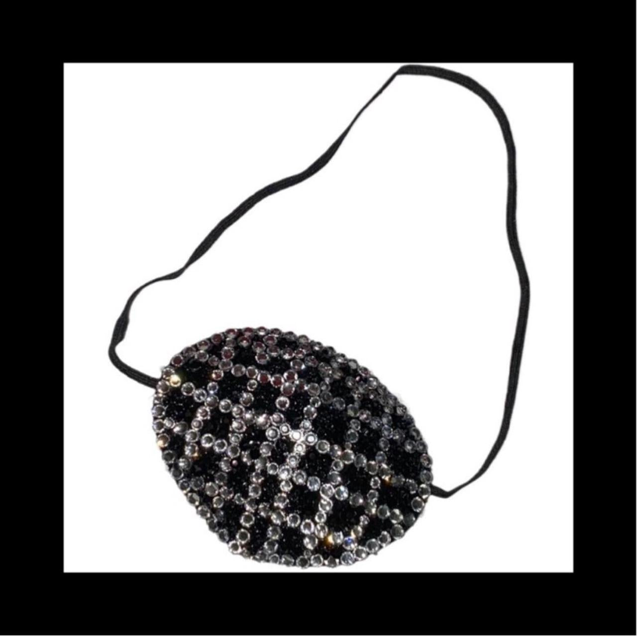 Criss Cross Jet Black & Crystal Fancy Eye Patch