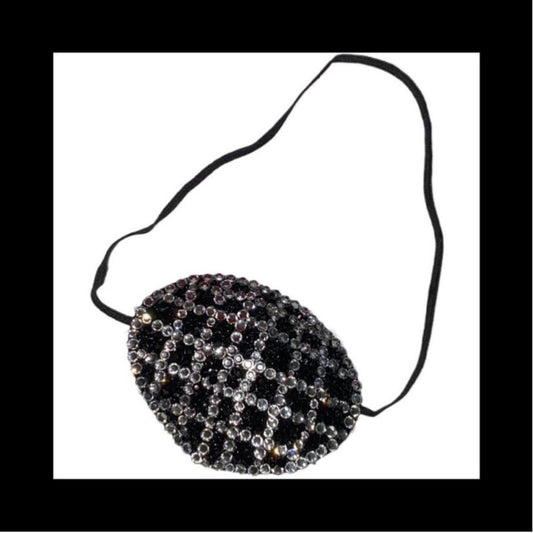 Criss Cross Jet Black & Crystal Fancy Eye Patch