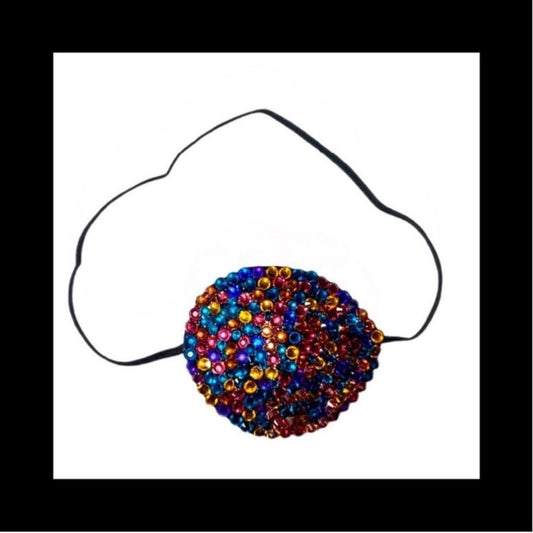 Teal Gold Purple & Pink Crystal Diamond Fancy Crystal Eye Patch