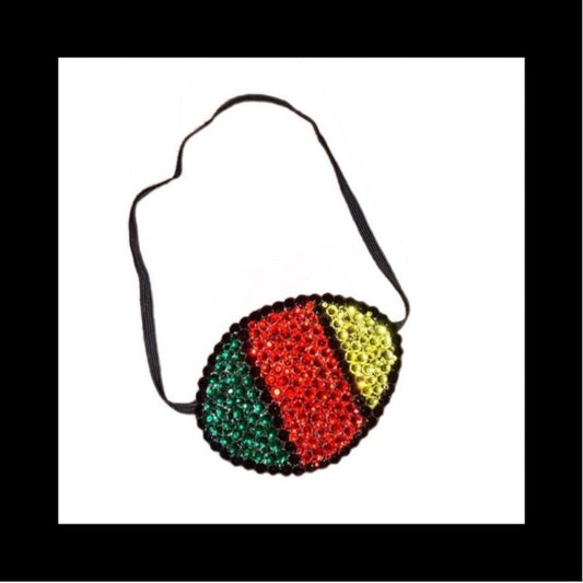 Red Yellow Green  Fancy Crystal Eye Patch