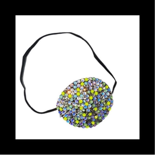 Neon Yellow Vitrail White AB & Crystal Diamond Fancy Crystal Eye Patch