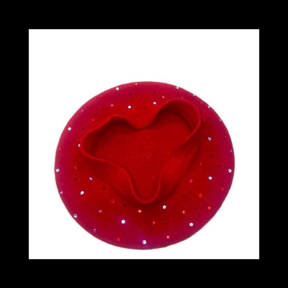 Beret Hat In Red With Red Tone Luxe Crystals