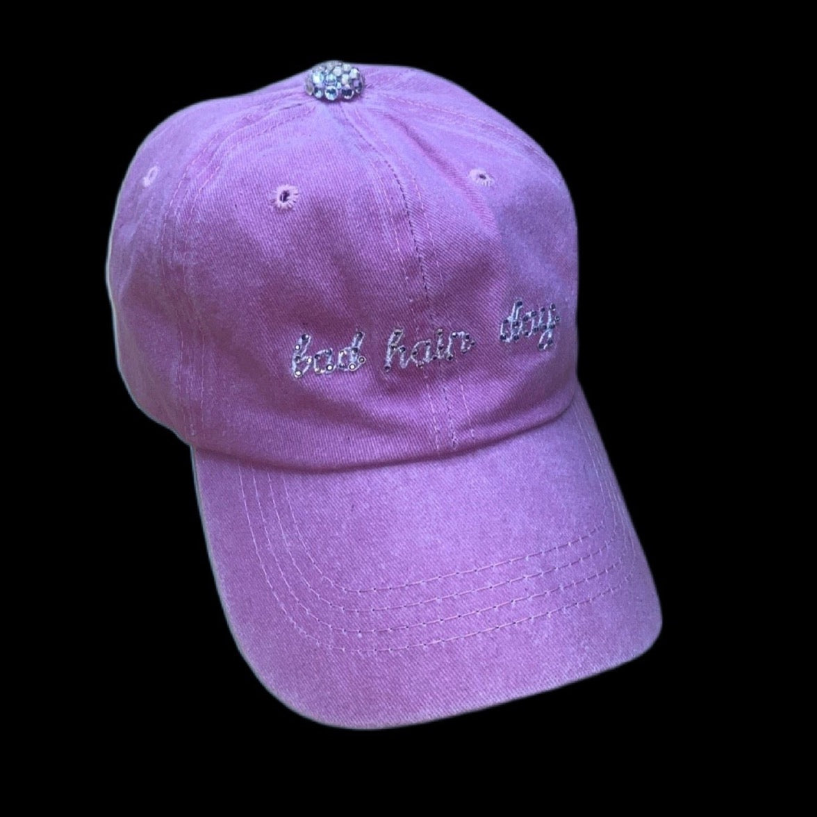 Luxe Crystal Bad Hair Day Light Pink Baseball Hat