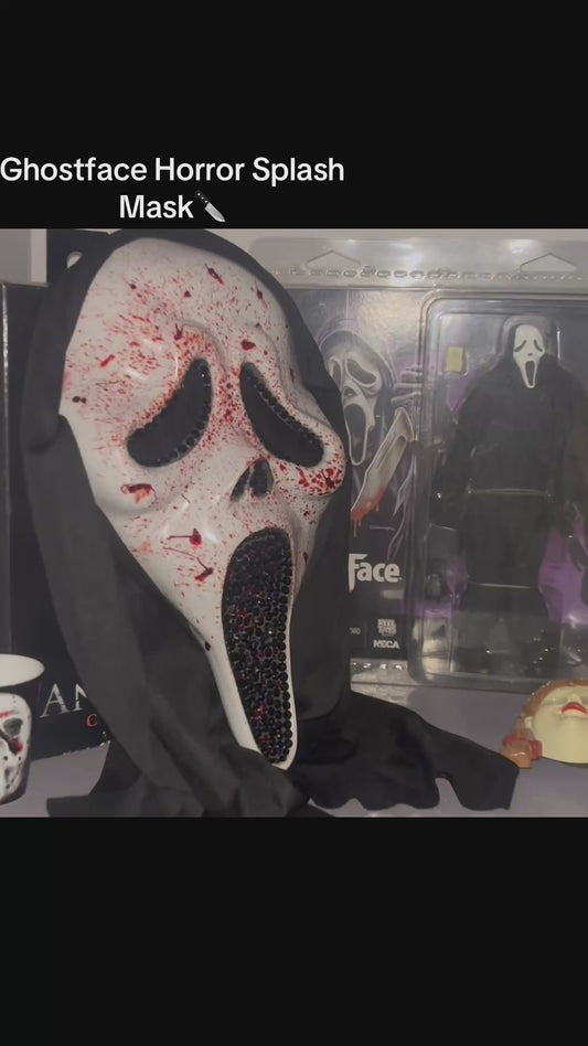 Horror Splash Ghost Face Mask In Luxe Crystal Red Diamonds